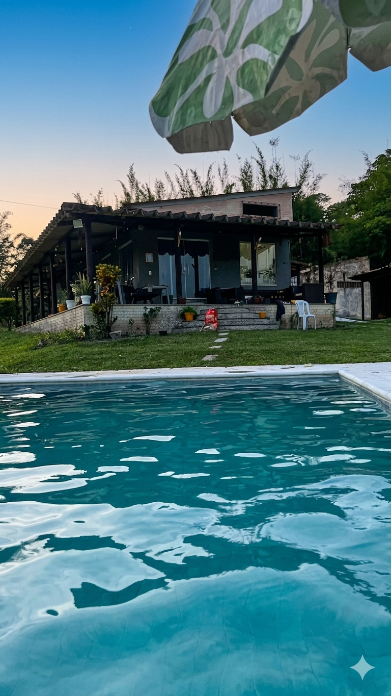 Piscina com vista para montanhas no Refúgio da Raposa